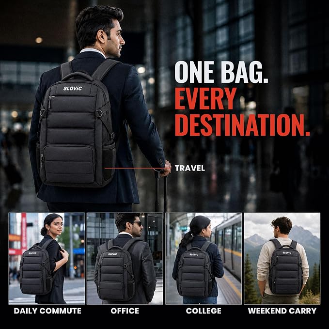 Puffer Design Laptop Bag for Men & Women [30 LTR] - Water Resistant Backpack - Black