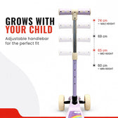 Foldable Kick Scooter – 3-Wheel, Adjustable & BIS Approved | Purple