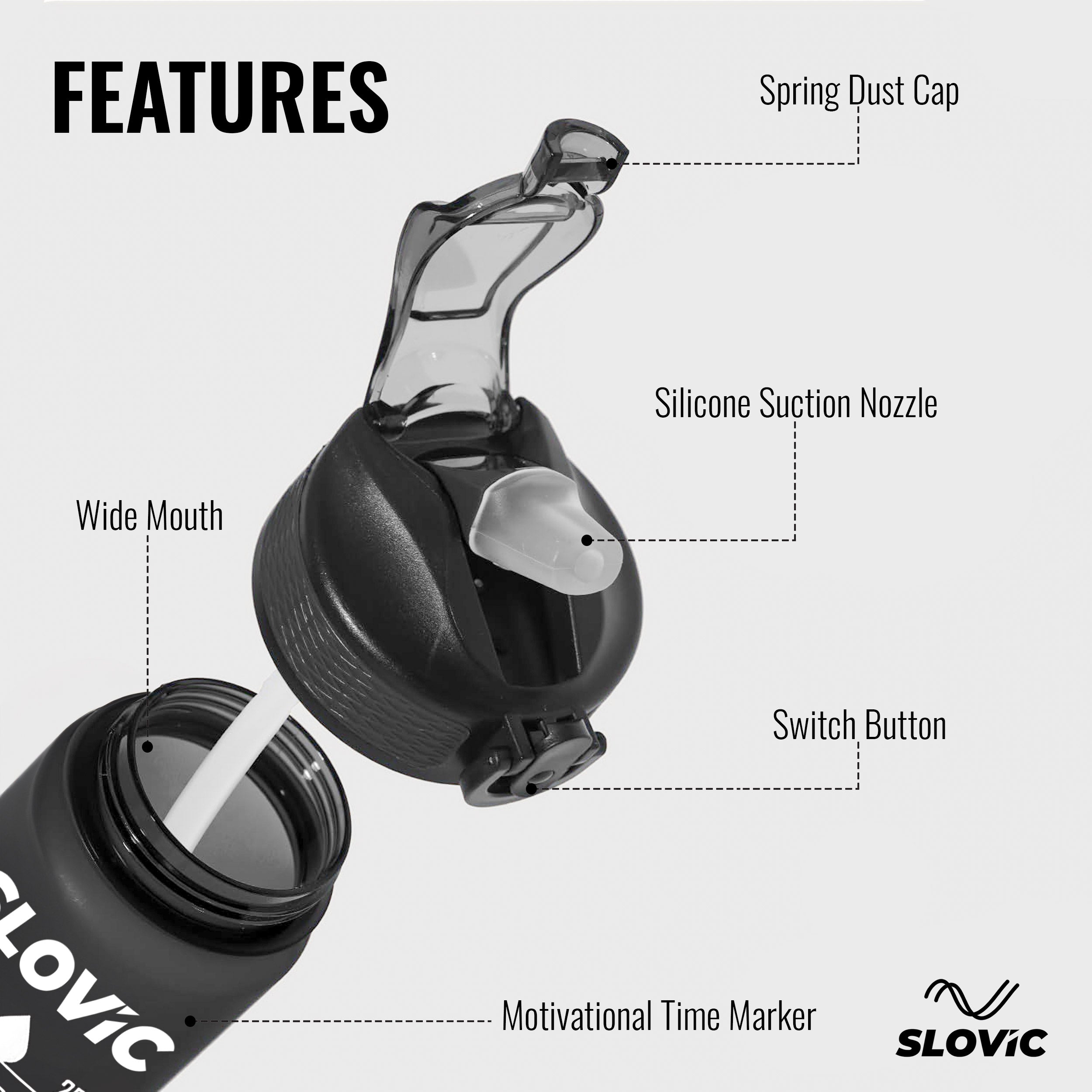 Sipper Bottle 1L | Motivational Time Marks