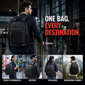 Laptop Bag for Men & Women 22 LTR - PU Leather Finish Backpack Bag - Black