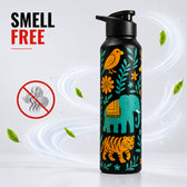 1L Stainless Steel Bottle with Art - India Design, Matt Finish