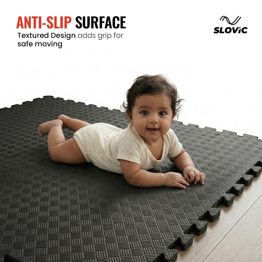 EVA Puzzle Mat 10mm | Black | 24" X 24"