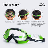 Swimming Goggles for Kids (Green) – UV & Anti-Fog | Includes Ear Plugs & Nose Clip