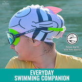 Fish Print Swim Cap for Girls (Pink) – 100% Silicone | Anti-Chlorine, Tear-Resist