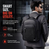 Laptop Bag for Men & Women 22 LTR - PU Leather Finish Backpack Bag - Black
