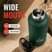 Insulated FreezeX Bottle 1L - Stainless Steel Water Bottle - Green - Gym, Sports & Travel