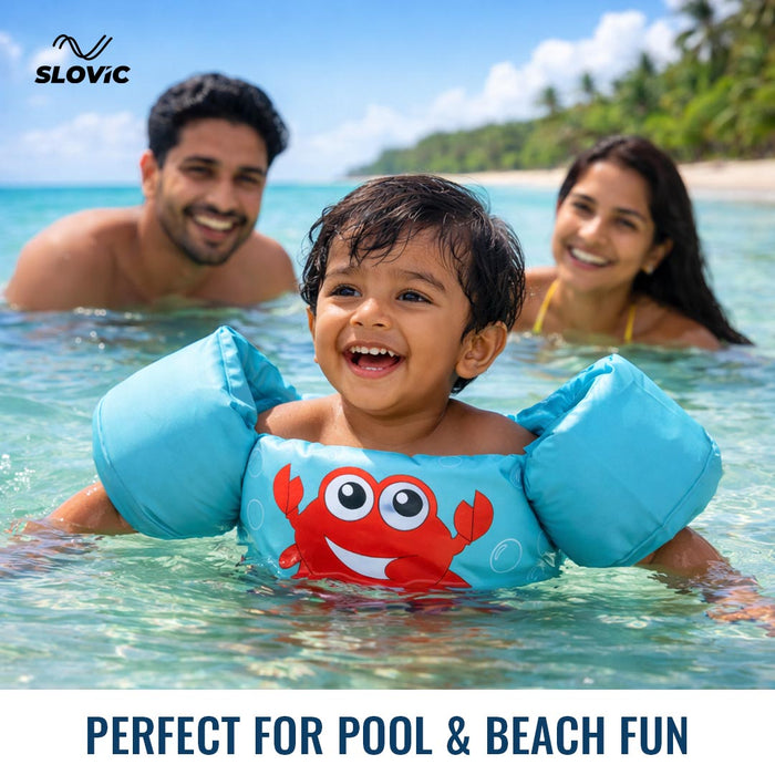 Slovic Kids Swimming Arm Inflated Floating Water Wings with Adjustable Buckle (2–6 Years) | Ideal for Pool & Beach Use