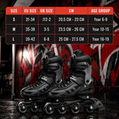 Inline Skating Shoes for Kids | 4 Wheel Roller Skates with Aluminium Frame & ABEC Bearings | Indoor & Outdoor Skates