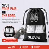 Shoe Bag for Men & Women [Pack of 6] - Travel Shoe Organizer with See-Through Window - Black