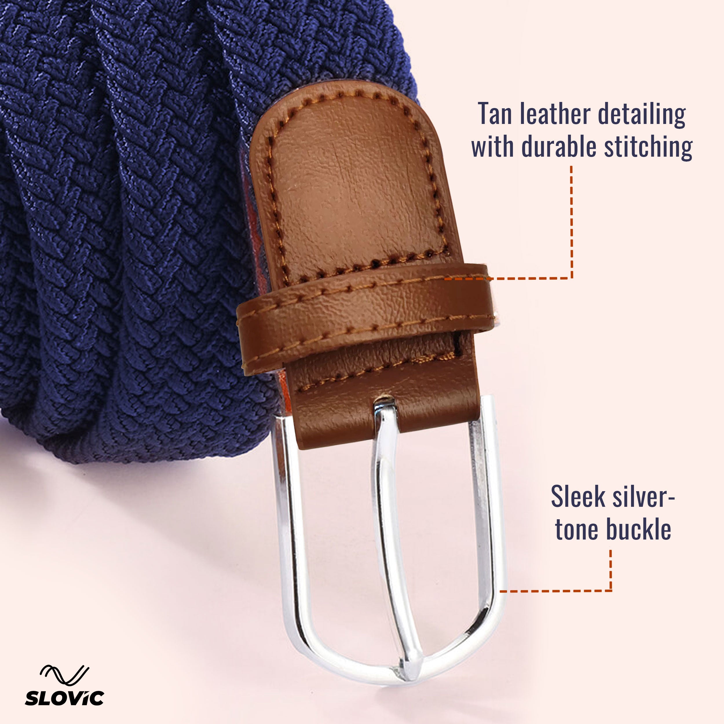 Braided Nylon Woven Belt- Blue