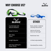 Swimming Goggles for Kids (Green) – UV & Anti-Fog | Includes Ear Plugs & Nose Clip