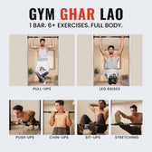 Complete Home Gym Starter 100 Kg No-Screw Bar + 5–45kg Resistance Tubes