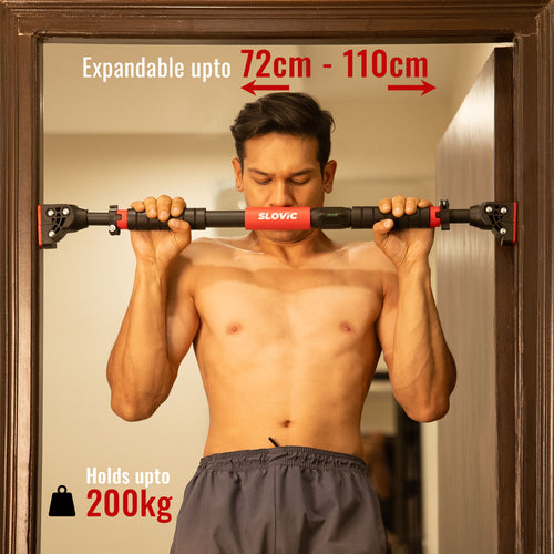 Slovic Pull up Bar for Home Kids [200 KG] | No Screw Pull Up Bar Wall Mounted with Anti-Skid Grip | Pull-up Bar for Home Workout | Gym Equipment for Home Workout (Length 72-110 CM)