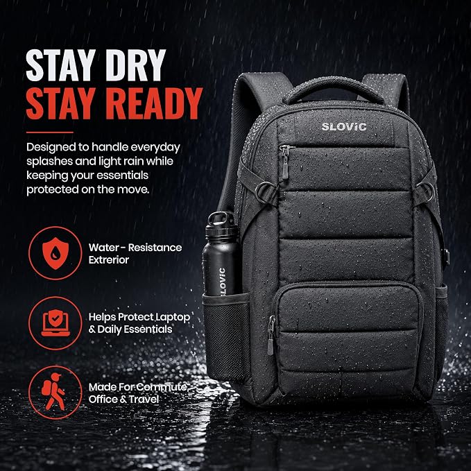 Puffer Design Laptop Bag for Men & Women [30 LTR] - Water Resistant Backpack - Black