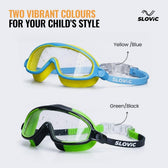 Swimming Goggles for Kids (Green) – UV & Anti-Fog | Includes Ear Plugs & Nose Clip