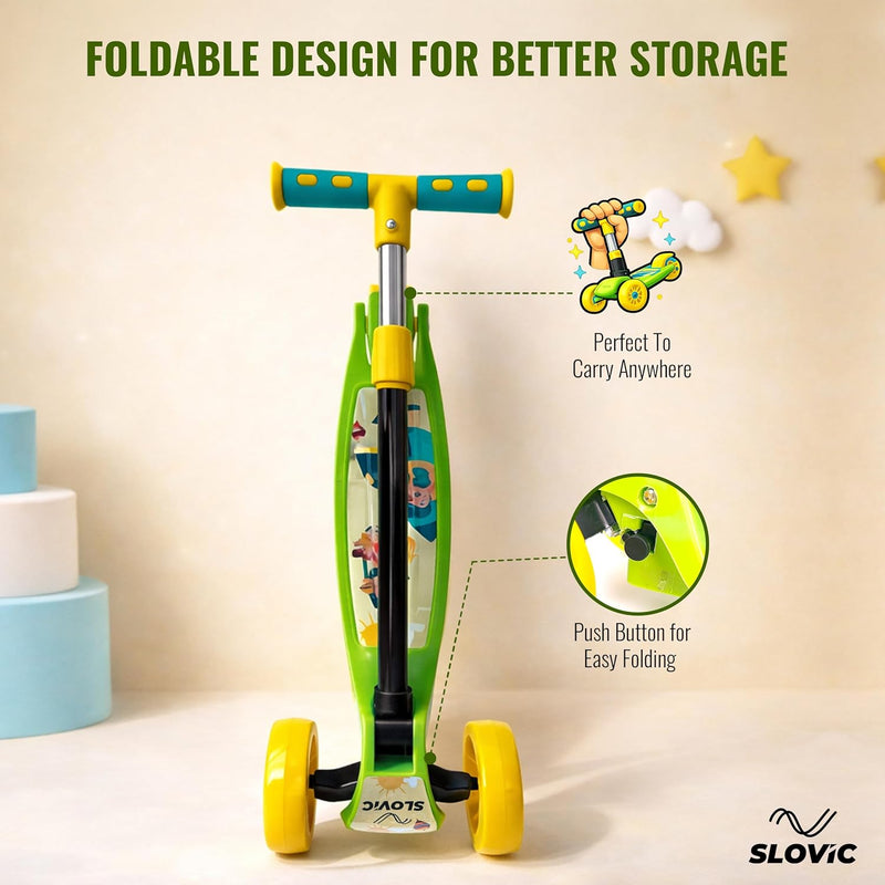 Foldable Kick Scooter – 3-Wheel, Adjustable & BIS Approved