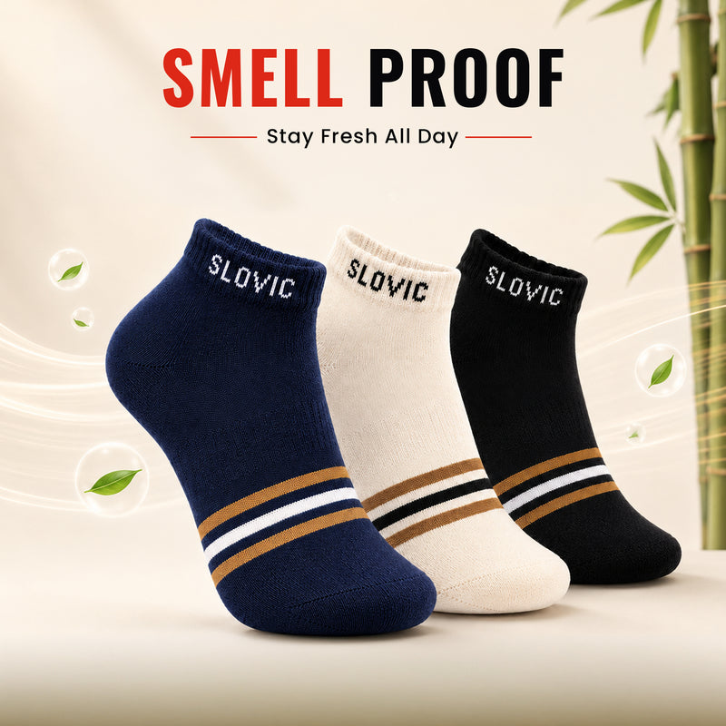 Men's Socks - Set of 3 - Bamboo Fabric - Comfortable Everyday Socks - Multicolour
