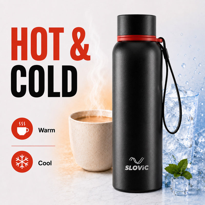 Insulated Water Bottle - 750ml, 24-Hour Temp - Black