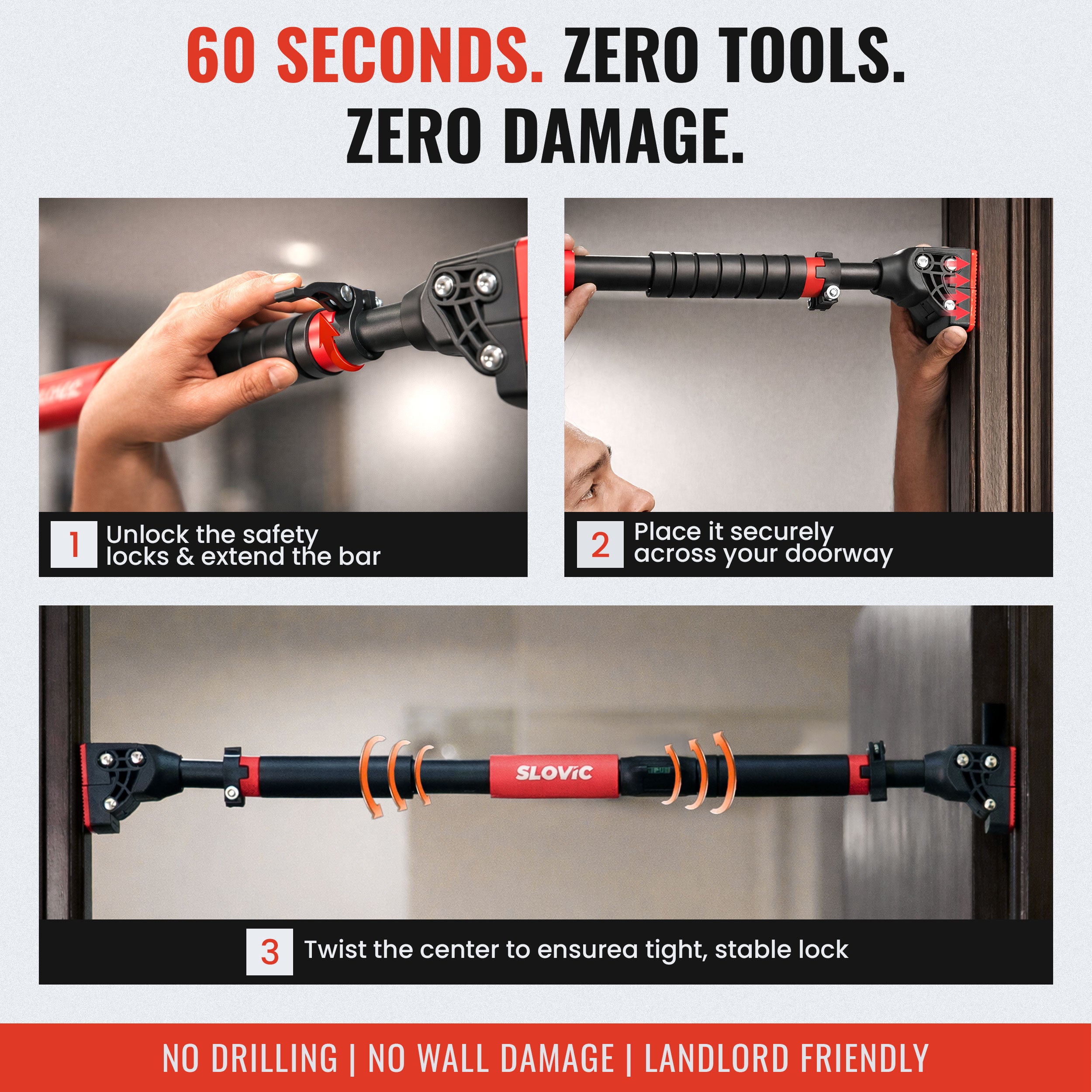 200 kg Adjustable No Screw Pull Up Bar | Kids