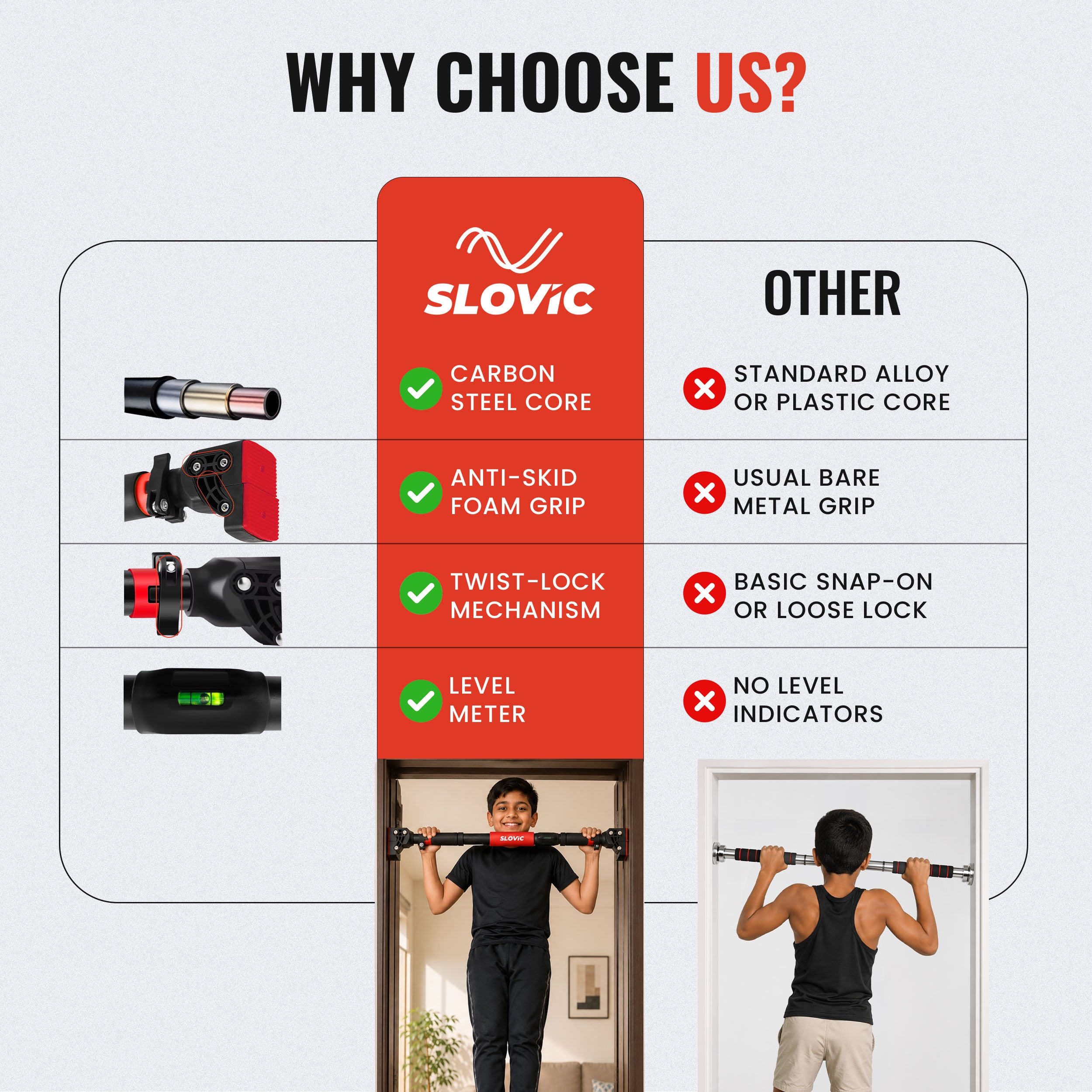 200 kg Adjustable No Screw Pull Up Bar | Kids