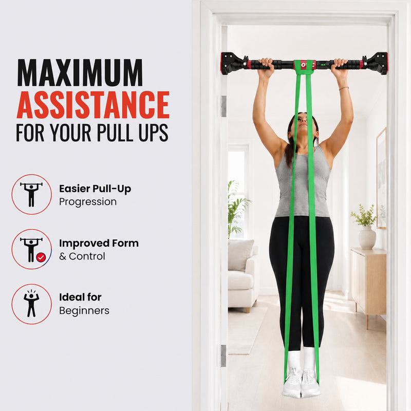 200 KG Pull Up Bar + 40–60 KG Resistance Band Combo (Green Band)