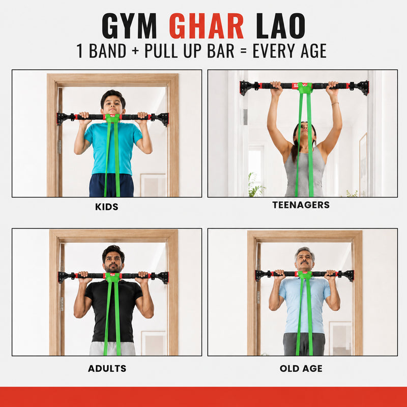 200 KG Pull Up Bar + 40–60 KG Resistance Band Combo (Green Band)