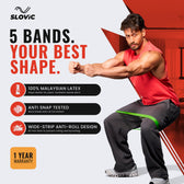 Advertisement for Slovic exercise bands featuring Tiger Shroff  pants performing a workout.