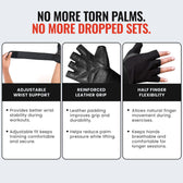 Leather Gym Gloves with Wrist Support | Padded Weightlifting Gloves