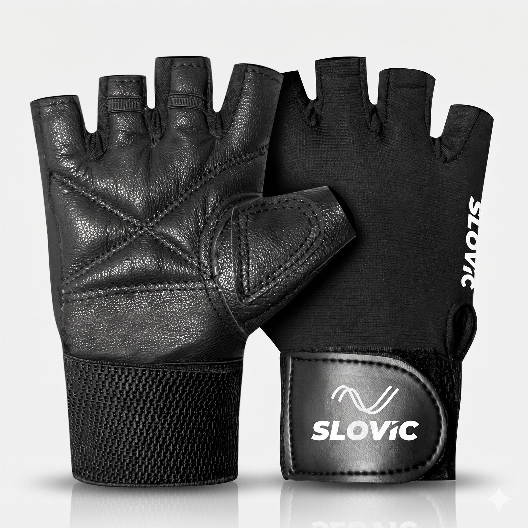 Leather Gym Gloves with Wrist Support | Padded Weightlifting Gloves