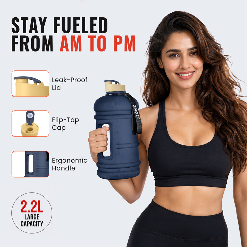 2.2L Water Gallon - Drink Reminder Marks - Blue