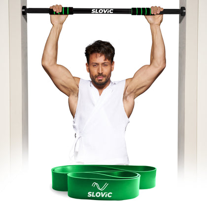 100 kg - Pull Up Bar + 40–60 KG Resistance Band Combo (Green Band)