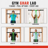 100 kg - Pull Up Bar + 40–60 KG Resistance Band Combo (Green Band)