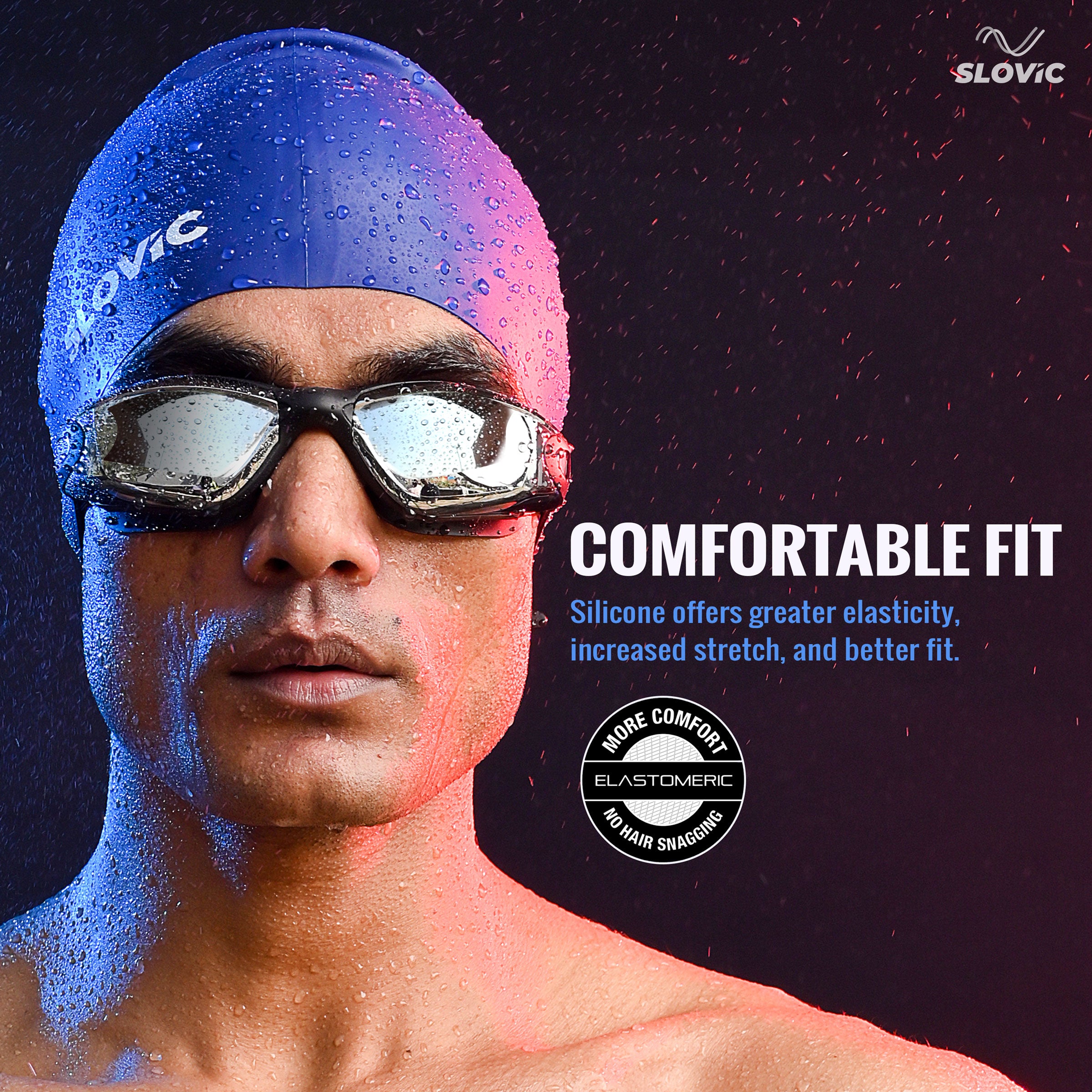 Swimming Cap – Silicone, Leakproof, Tear‑Resistant, Free | Unisex | Navy Blue