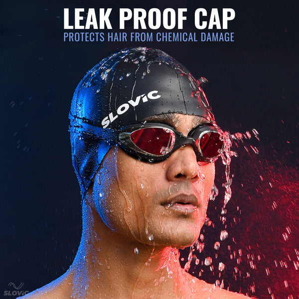 Swimming Cap for Men – Silicone, Leakproof, Tear‑Resistant, Free Size (Black)