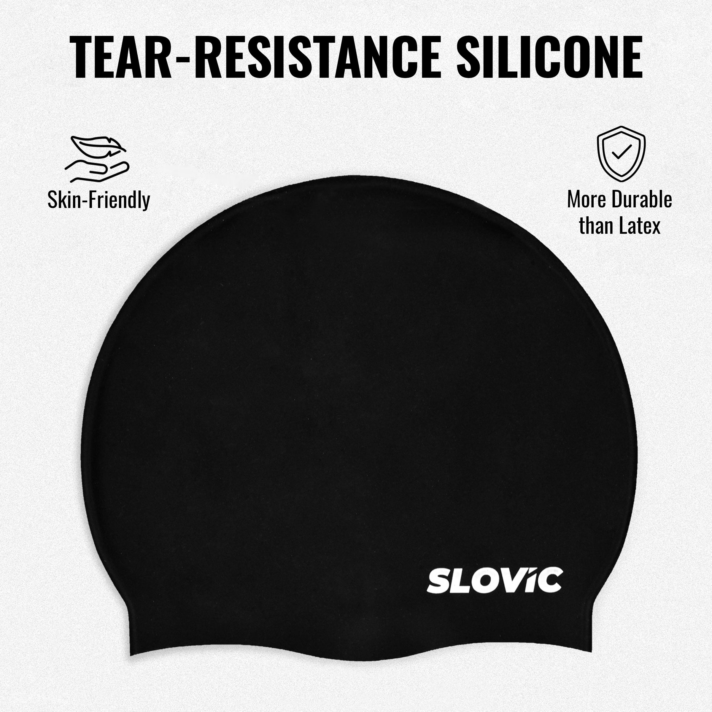 Swimming Cap for Men – Silicone, Leakproof, Tear‑Resistant, Free Size (Black)