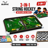 3 in 1 String Hockey Board Game | Chess, Ludo & Sling Puck Game for Kids
