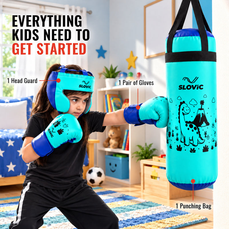 Kids Boxing Kit & Set - Punching Bag, Boxing Gloves & Head Gear