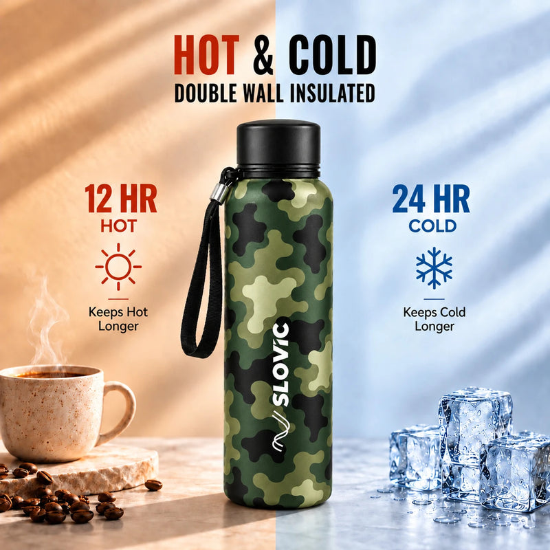 Camouflage Steel Flask Bottle 750ml - Multicolour - Travel & Daily Use