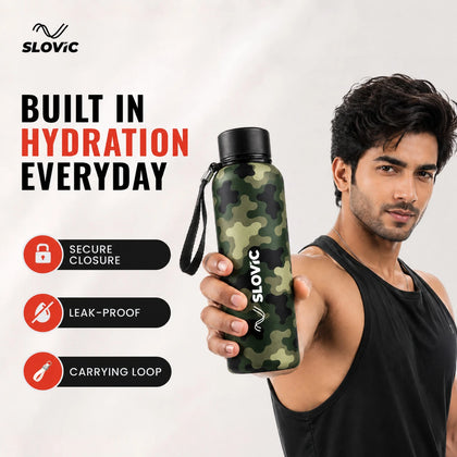Camouflage Steel Flask Bottle 750ml - Multicolour - Travel & Daily Use
