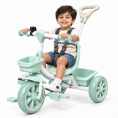Joy Wheels Tricycle with Parental Handle - Green & Ivory