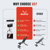 Comparison chart highlighting the advantages of Slovic fitness equipment over other brands.