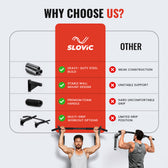 Comparison chart highlighting the features of a SLOVIC pull-up bar against 'Other' brand options.
