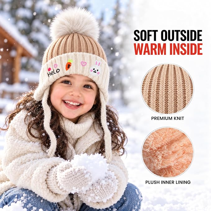 CozyCub Beige Winter Cap for Kids