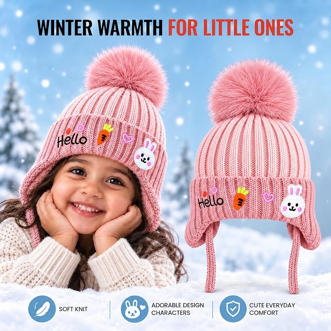CozyCub Pink Winter Cap for Kids