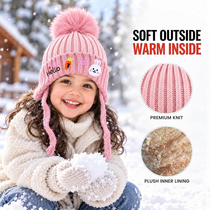 CozyCub Pink Winter Cap for Kids