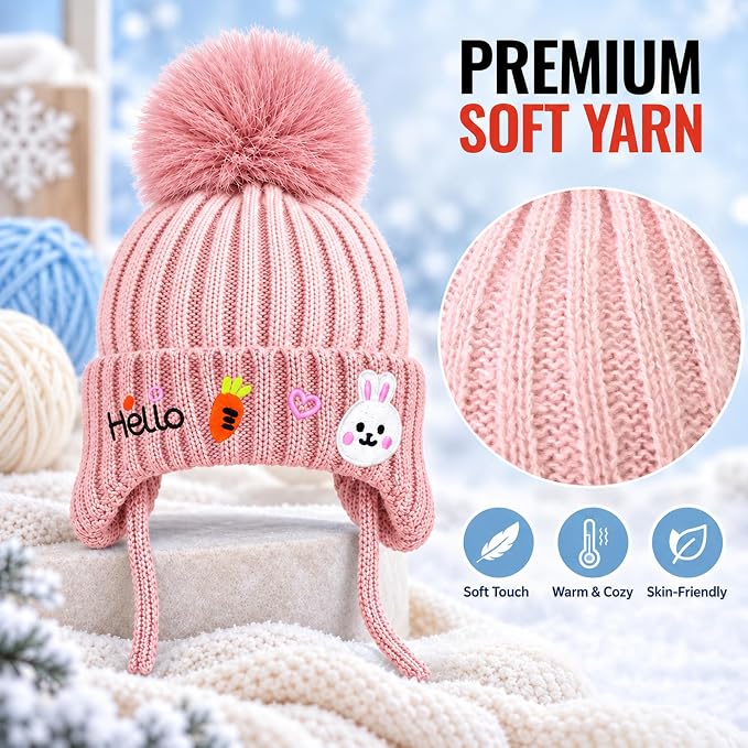 CozyCub Pink Winter Cap for Kids