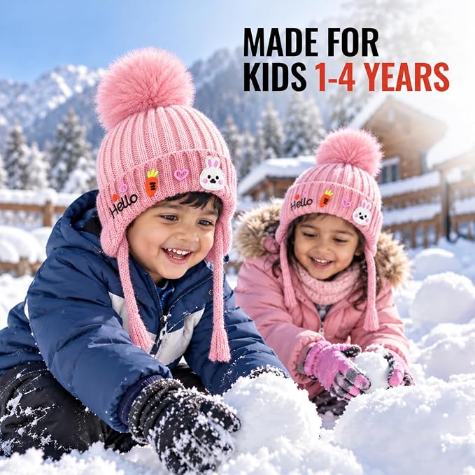CozyCub Pink Winter Cap for Kids