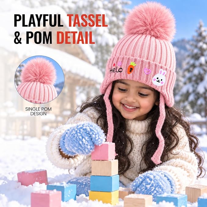 CozyCub Pink Winter Cap for Kids