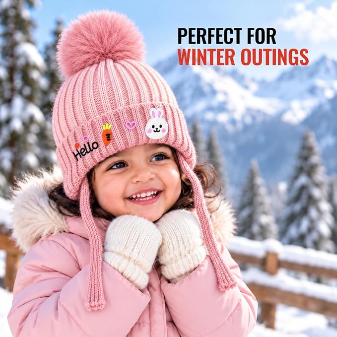 CozyCub Pink Winter Cap for Kids