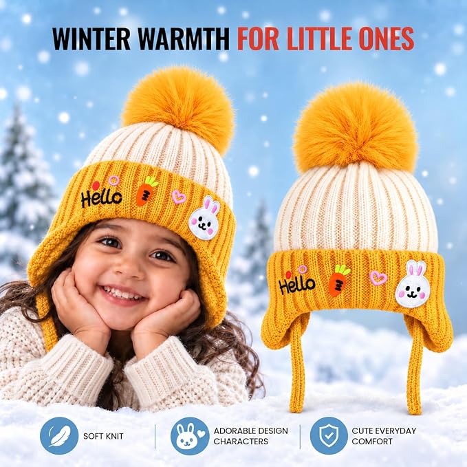 CozyCub Orange Winter Cap for Kids
